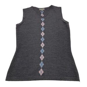 Talora Sz S Extrafine Merino Wool argyle Pullover Sweater Vest Made in Italy